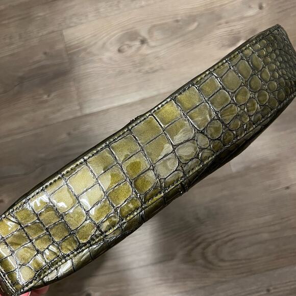 Cole Haan Green Patent Leather Crocodile Print Shoulderbag - Picture 3 of 11